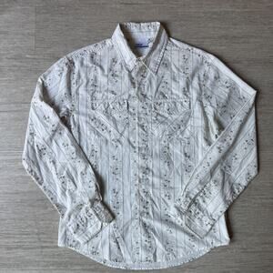 Vintage Y2k Hurley Western Button Up Shirt Long Sleeve Adult S White Floral